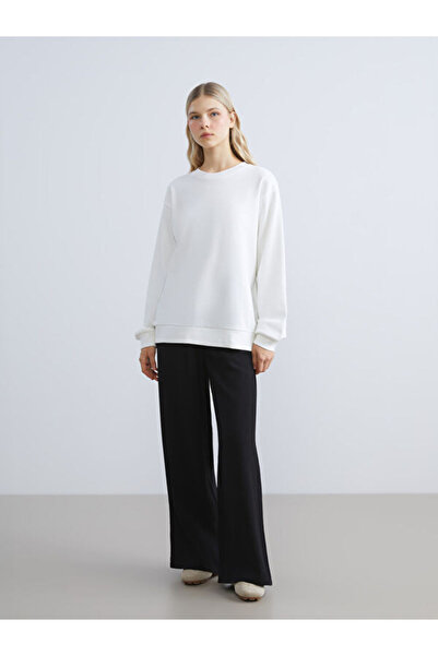 LC Waikiki Elastic Waist Textured Wide Leg Women's Trousers