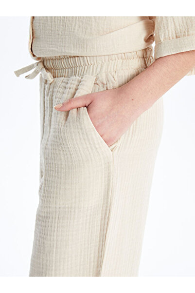 LC Waikiki Straight Muslin Women's Trousers with Elastic Waist