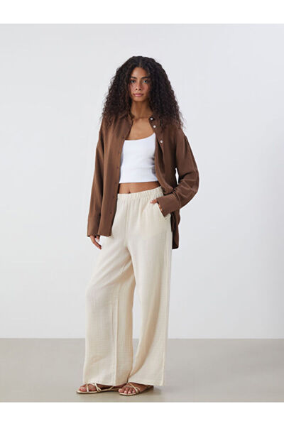 LC Waikiki Elastic Waist Textured Women's Trousers