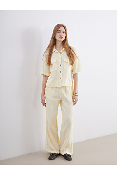 LC Waikiki Elastic Waist Textured Muslin Women's Trousers