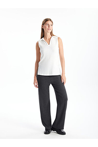 LC Waikiki Elastic Waist Textured Wide Leg Women's Trousers