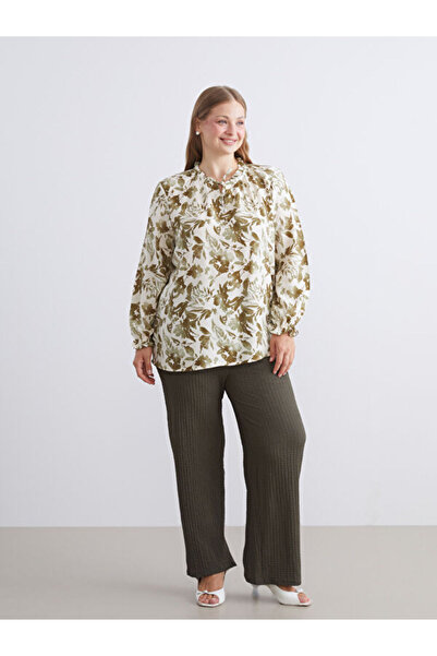 LC Waikiki Elastic Waist Textured Wide Leg Women's Trousers