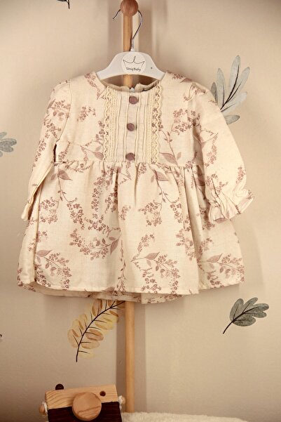 Uniq Baby Kız Bebek Dantelli Çiçek Desenli Elbise