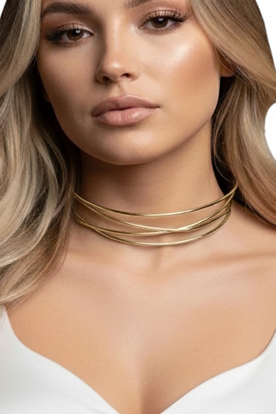 CAŞ DEKORASYON Gold Color Metal Choker Necklace