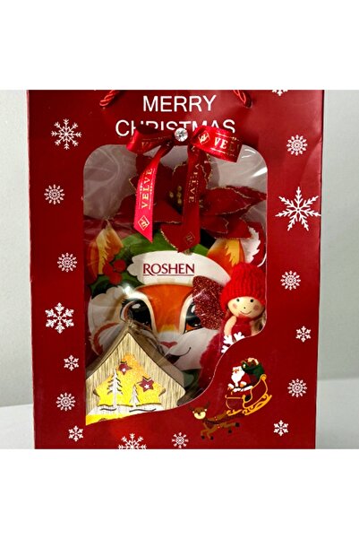 velve Merry Christmas package, luminous Christmas tree figurine, wood, plush angel, red decorative flower