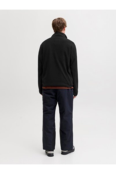 Jack & Jones Jjalpes half zip fleece jacket aw25 black beauty