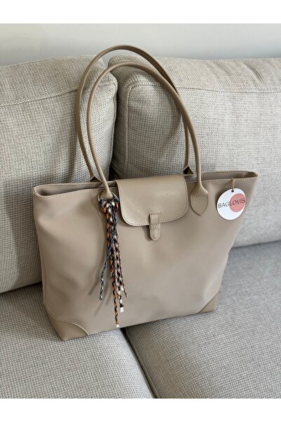 BAGLOVİS Charm Detailled Large Size Mink Tote Bag En40 Boy30