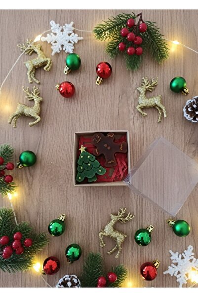 DRN Yılbaşı, Kurabiye Adam ve Çam Ağacı Kokulu Mum Seti, Hediye Kutulu 2 'li