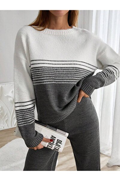 Sea Style طقم تريكو مخطط بألوان متباينة