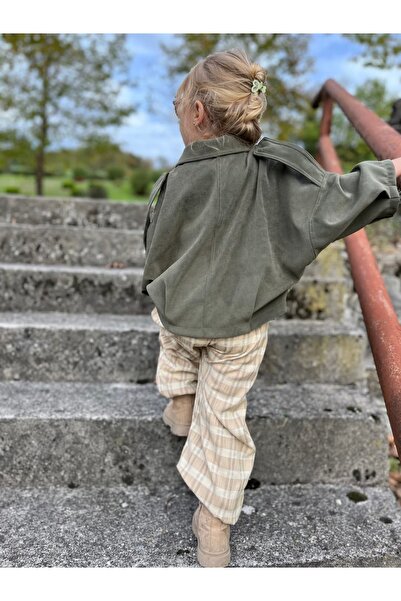 Pinkitokids Ada Suede Look Bomber Jacket and Seersucker Pants Girls' Set