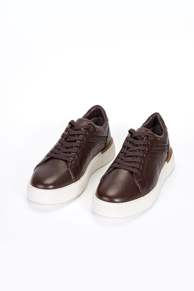 Vantaggio Leno Brown 100% Genuine Leather Men's Sneaker Shoes
