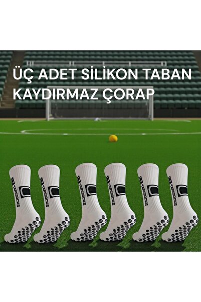 Gök Sports 3 ζεύγη αντιολισθητικών κολάν ποδοσφαίρου με σόλα από σιλικόνη, λαστιχένια σόλα με πετσέτα, χωρίς ραφές αθλητικά κολάν για αγώνες