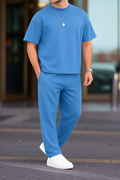 ruNadeS Ανδρικό κοντομάνικο Oversize Σετ φόρμας με δύο κλωστές