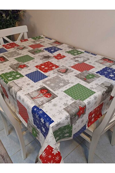 Başak Ev Tekstili New Year Patterned Fiber Pvc Tablecloth – Erasable and Waterproof Oilcloth