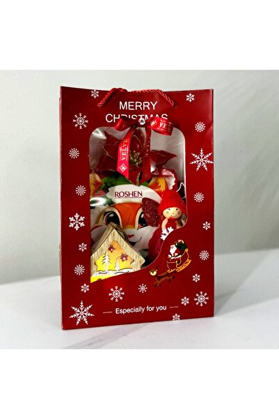 velve Merry Christmas package, luminous Christmas tree figurine, wood, plush angel, red decorative flower