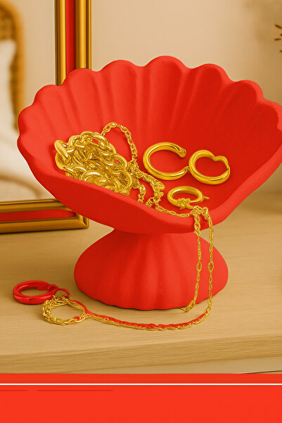 SLM Coastal Seashell Jewelry Bowl Red