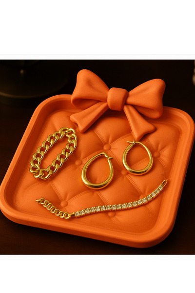 SLM Bowknot Jewelry Tray Vanity Organizer Orange