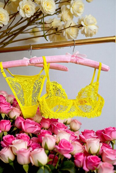 BUELLNA Sarı Gecenin Zarafeti Dantel Bralette ve Tanga Takımı
