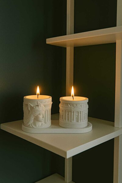 Noema Objects Antik Yunan Stilli Vanilya Kokulu Heykel Mum Seti. 2- Parça Far...