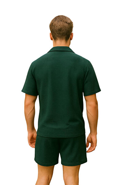 Generic Men’s Cotton Knit Two-Piece Set – Short Sleeve Shirt & Shorts (M-XXL)