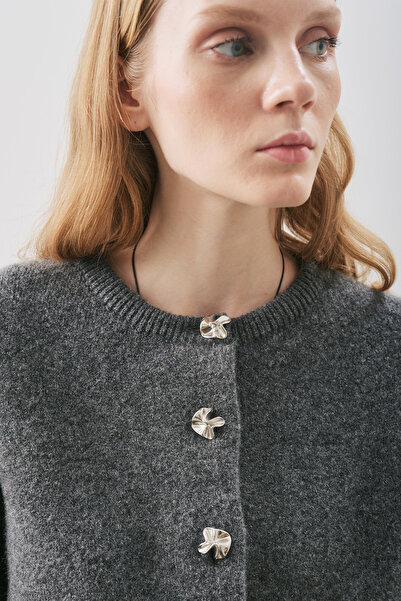 Manuka Button-Detail Cardigan Anthracite