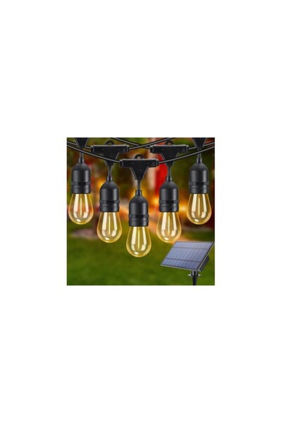 Aca Panou solar cu ghirlande luminoase, 10 m, 10 becuri LED cu filament, inte...