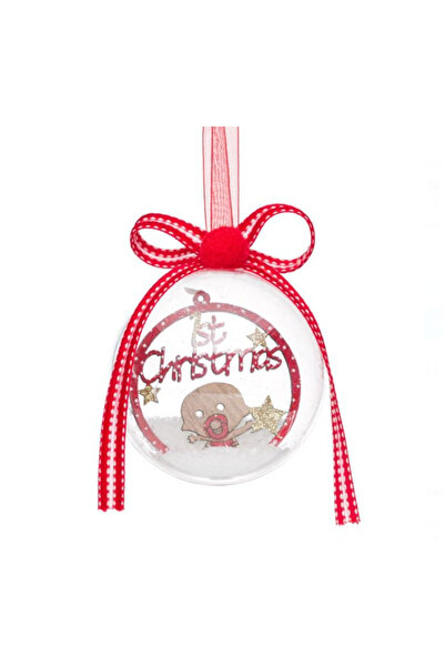 OEM Transparent Christmas Ball, Tree Ornament, 11 cm "1st Christmas"