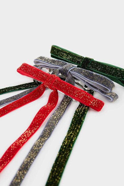 DeFacto Women's New Year's Themed Glitter Bow 3-Piece Buckle F7061Axns