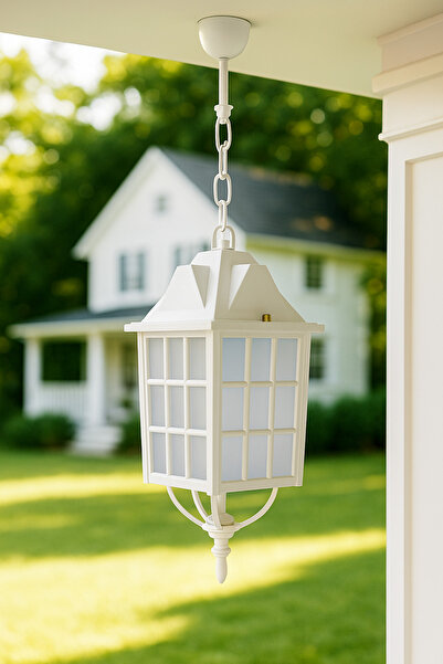 232LAMP NOSTALJİ Beyaz Modern Lüx Kafes Sarkıt Bahçe Veranda Balkon Teras Kam...