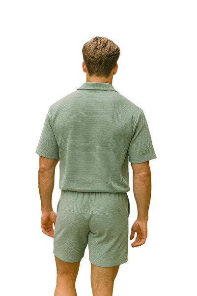 Generic Men’s Cotton Knit Two-Piece Set – Short Sleeve Shirt & Shorts (M-XXL)