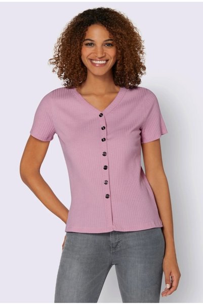 creation L creatiol l cu decolteu în formă de v cu nasturi material reiat viscoză tricou