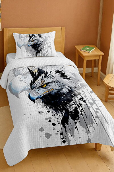 EVPANYA 100% Cotton Black and White Eagle Patterned Single Pike Set