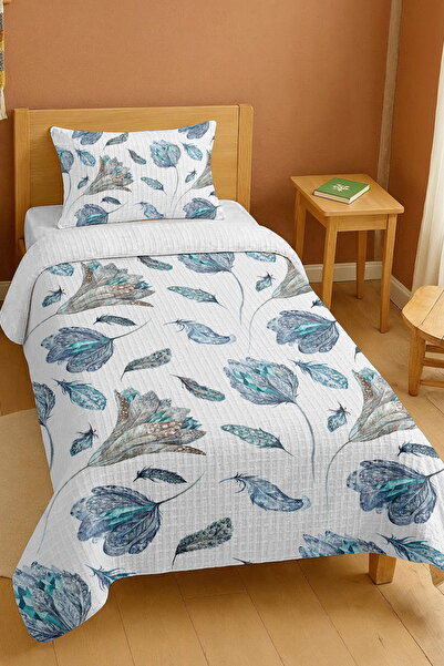 EVPANYA طقم بيكيه فردي بنمط زهرة الريش مصنوع من القطن بنسبة 100%