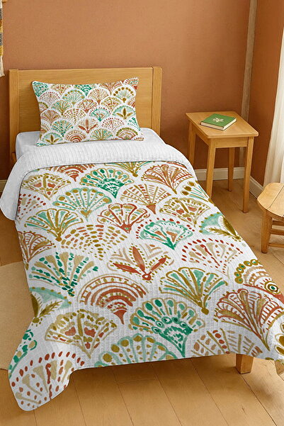 EVPANYA طقم بيكيه فردي بنمط الأصداف البحرية العرقية مصنوع من القطن بنسبة 100%