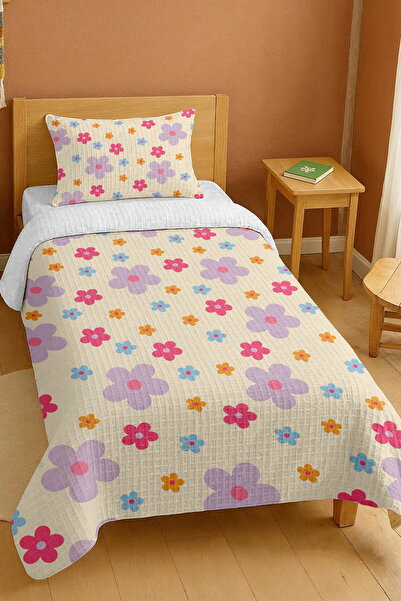 EVPANYA bumbac 100% Set de pătură pentru o persoană cu model de grădină de flori