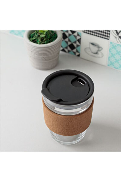 OEM Glass cup with cork and plastic lid 300 ml