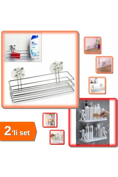 HerEveOyuncak Dörtgen Vantuzlu Banyo Organizeri + 2 Adet Kendinden Yapışkanlı...