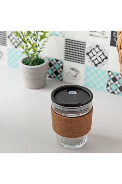 OEM Glass cup with cork and plastic lid 300 ml