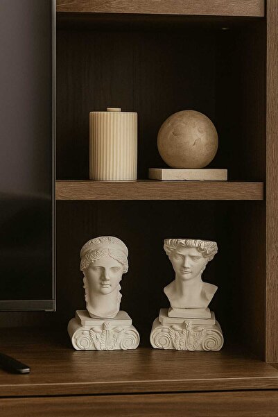 Noema Objects Antik Heykel Seti - Antik Sütun Ve Antik Heykel - Dekoratif Set...