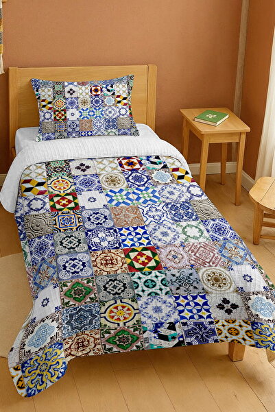 EVPANYA bumbac 100% Set de pătură pentru o persoană cu model de plăci cu motive mixte