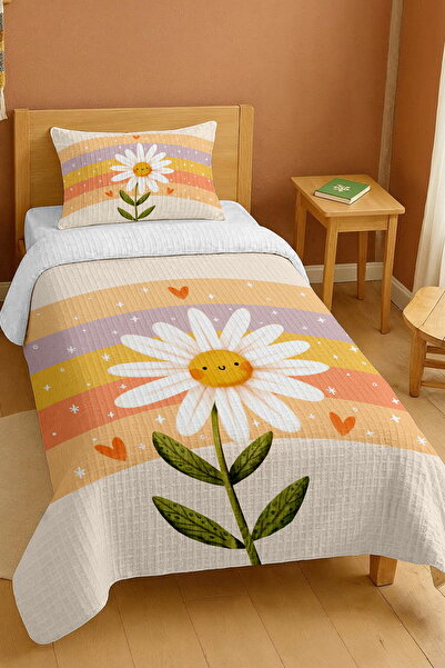 EVPANYA طقم بيكيه فردي بنقشة الأقحوان اللطيفة مصنوع من القطن 100%