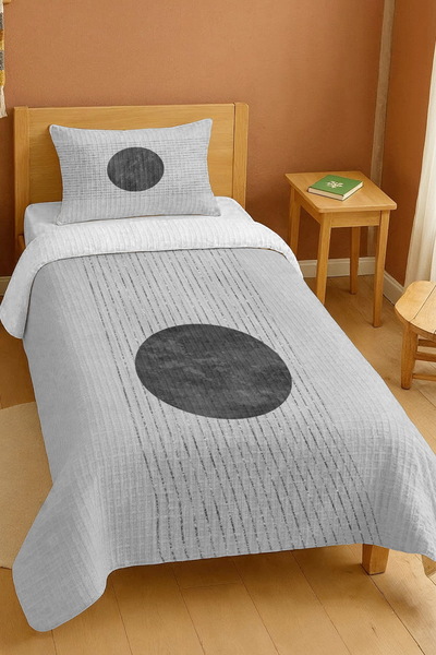 EVPANYA 100% памук, сребрист бохемски мотив с черна луна, комплект за единичн...