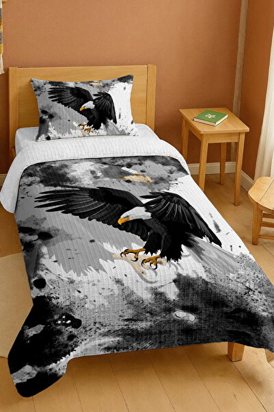 EVPANYA طقم بيكيه فردي بنمط النسر الأسود الطائر مصنوع من القطن بنسبة 100%