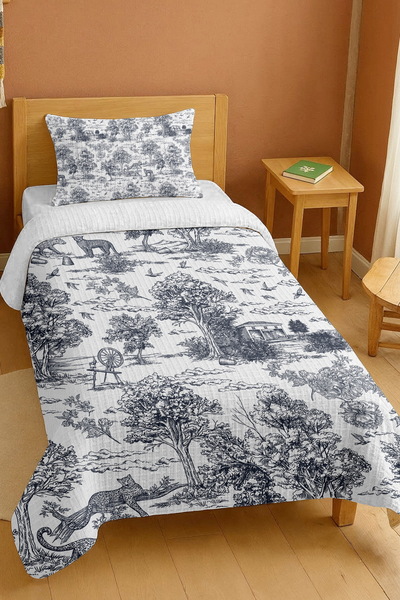 EVPANYA bumbac 100% Set de pătură pentru o persoană cu model Leopard Adventure