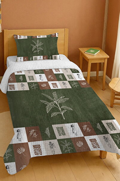 EVPANYA طقم بيكيه فردي بنمط الغابة المربعات مصنوع من القطن بنسبة 100%