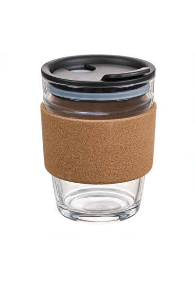 OEM Glass cup with cork and plastic lid 300 ml