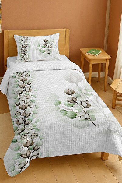 EVPANYA 100% Cotton Floral Patterned Single Bedspread Set