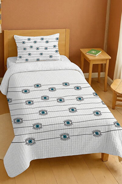 EVPANYA طقم بيكيه فردي منقوش بنمط العين الشريرة مصنوع من القطن بنسبة 100%