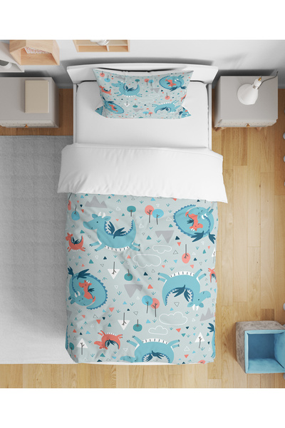 Erays Home Dinosaur Themed 3D Digital Printed Single Children's Bedding Set Sleeping Set