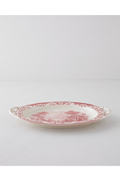 English Home Preston Stoneware Boat Plate 36 cm Burgundy